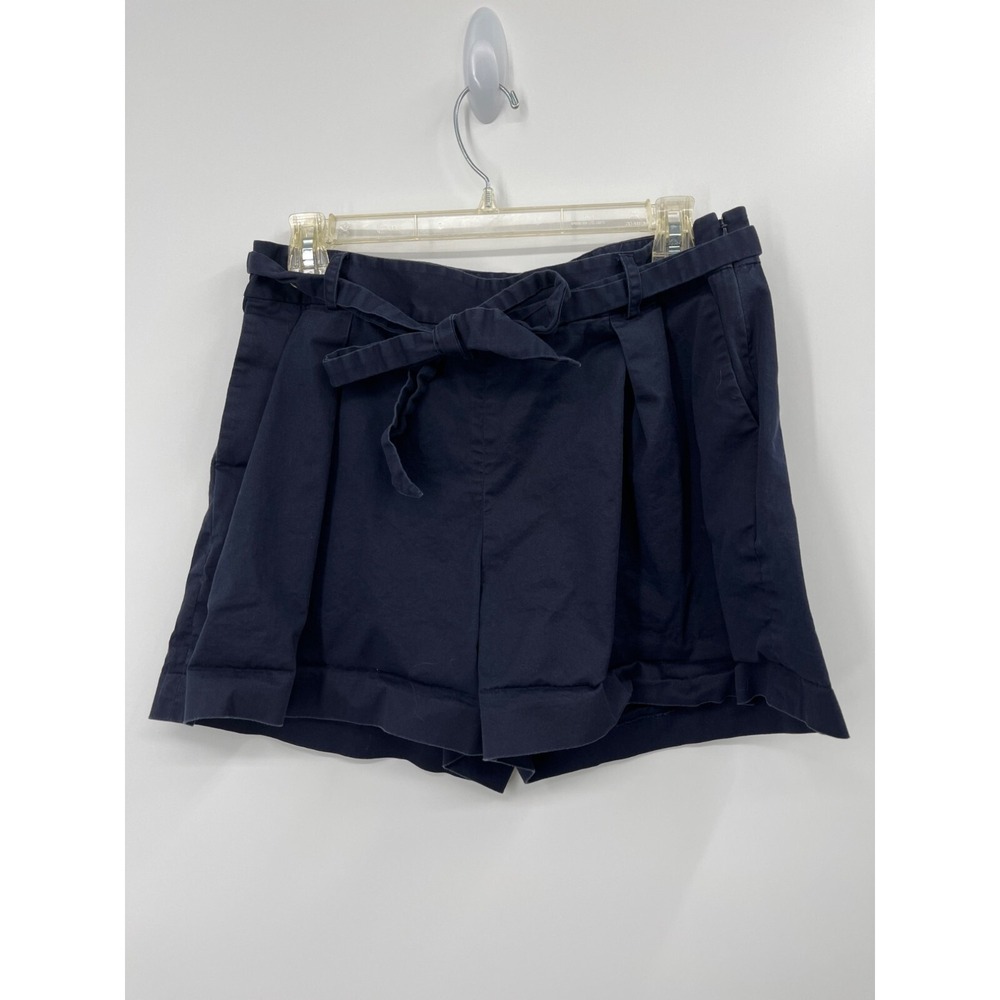 1901 Womens Size 10 Navy Blue Belted High Waist Side Zip Dress Shorts